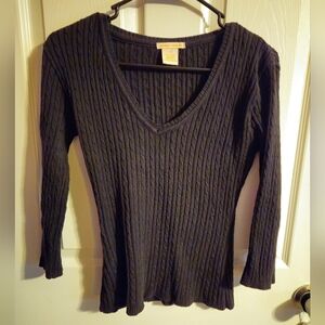 COPY - Sweet Romeo Black Ribbed V-Neck Sweater | Womens Medium | Tight Fitted, …
